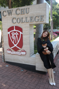 YUAN Shuai taking a graduation photo at College entrance